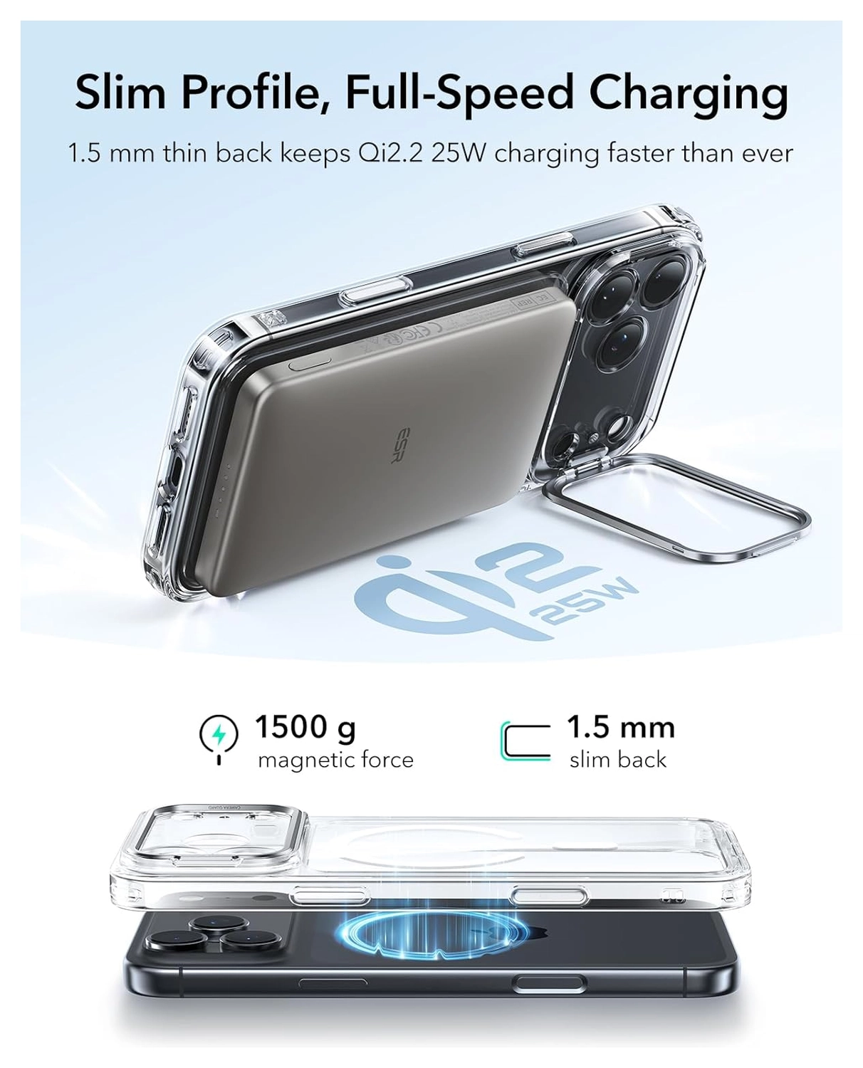 ESR Classic Hybrid MagSafe iPhone 17 Pro Max Hoesje Stand Transparant afbeelding 7