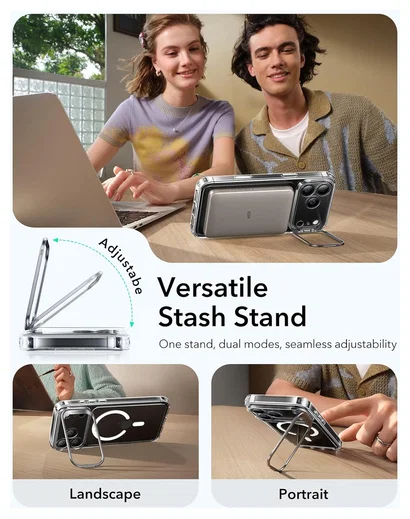 ESR Classic Hybrid MagSafe iPhone 17 Pro Max Hoesje Stand Transparant afbeelding 8
