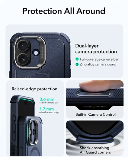 ESR Cyber Tough iPhone 17 Hoesje Stand MagSafe Back Cover Blauw afbeelding 4