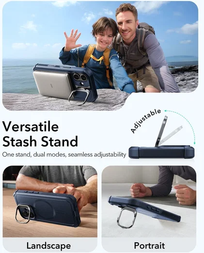 ESR Cyber Tough iPhone 17 Hoesje Stand MagSafe Back Cover Blauw afbeelding 6