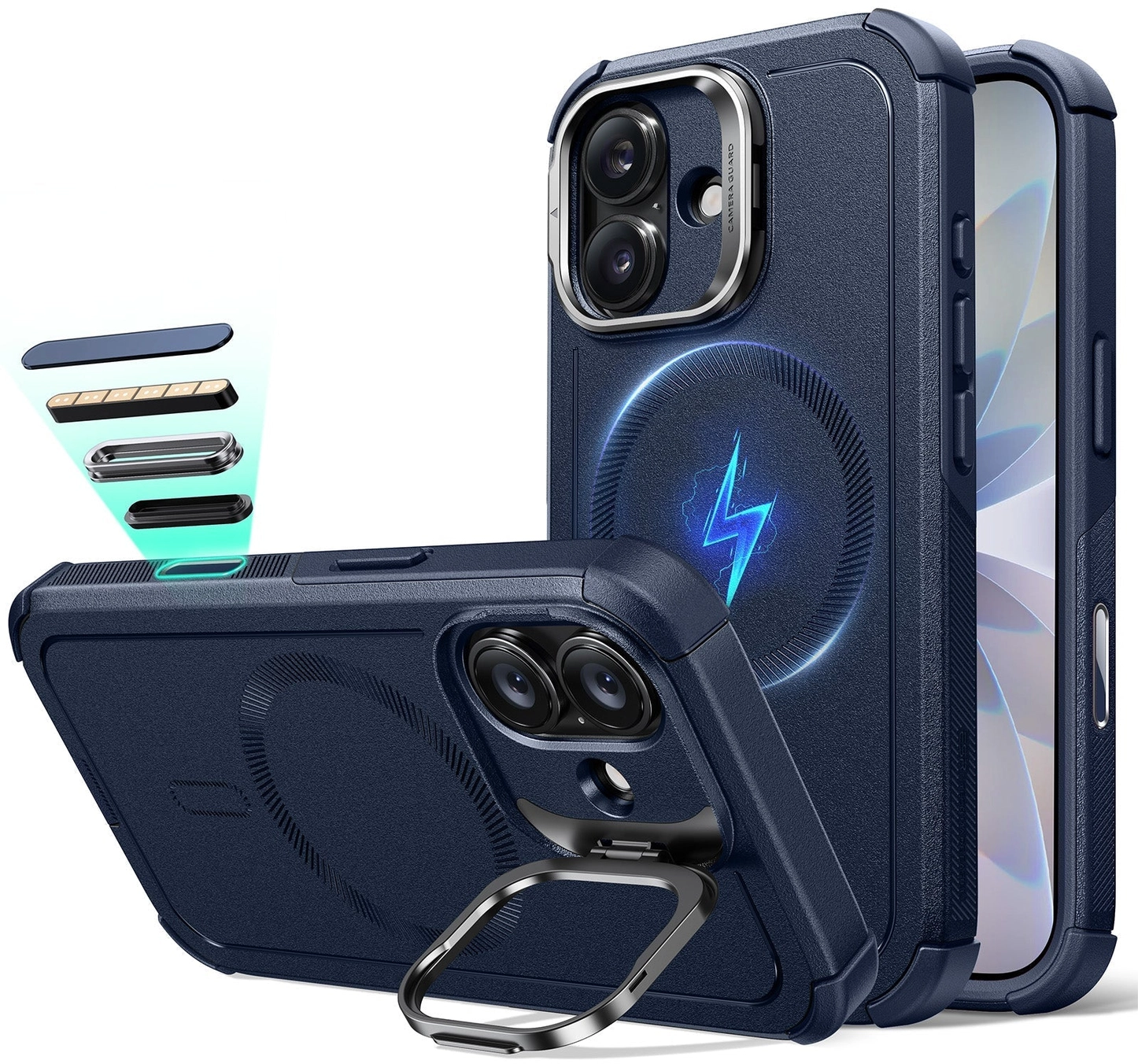 ESR Cyber Tough iPhone 17 Hoesje Stand MagSafe Back Cover Blauw afbeelding 1