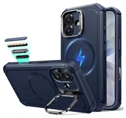 ESR Cyber Tough iPhone 17 Hoesje Stand MagSafe Back Cover Blauw afbeelding