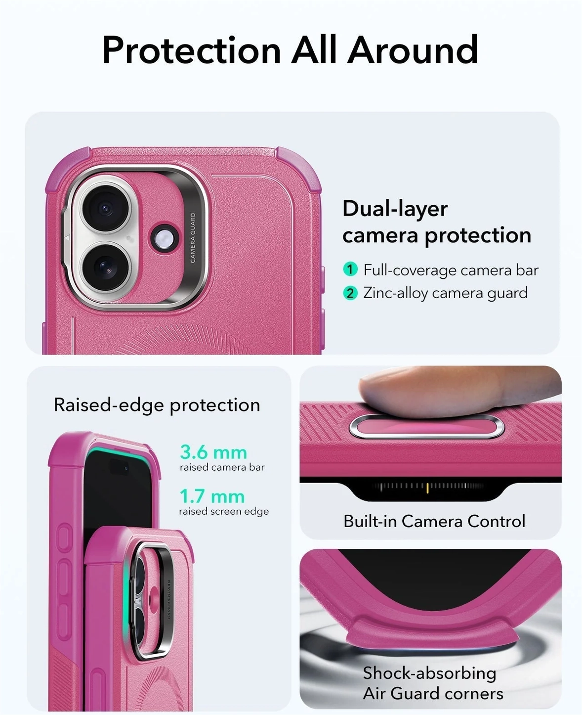 ESR Cyber Tough iPhone 17 Hoesje Stand MagSafe Back Cover Roze afbeelding 4