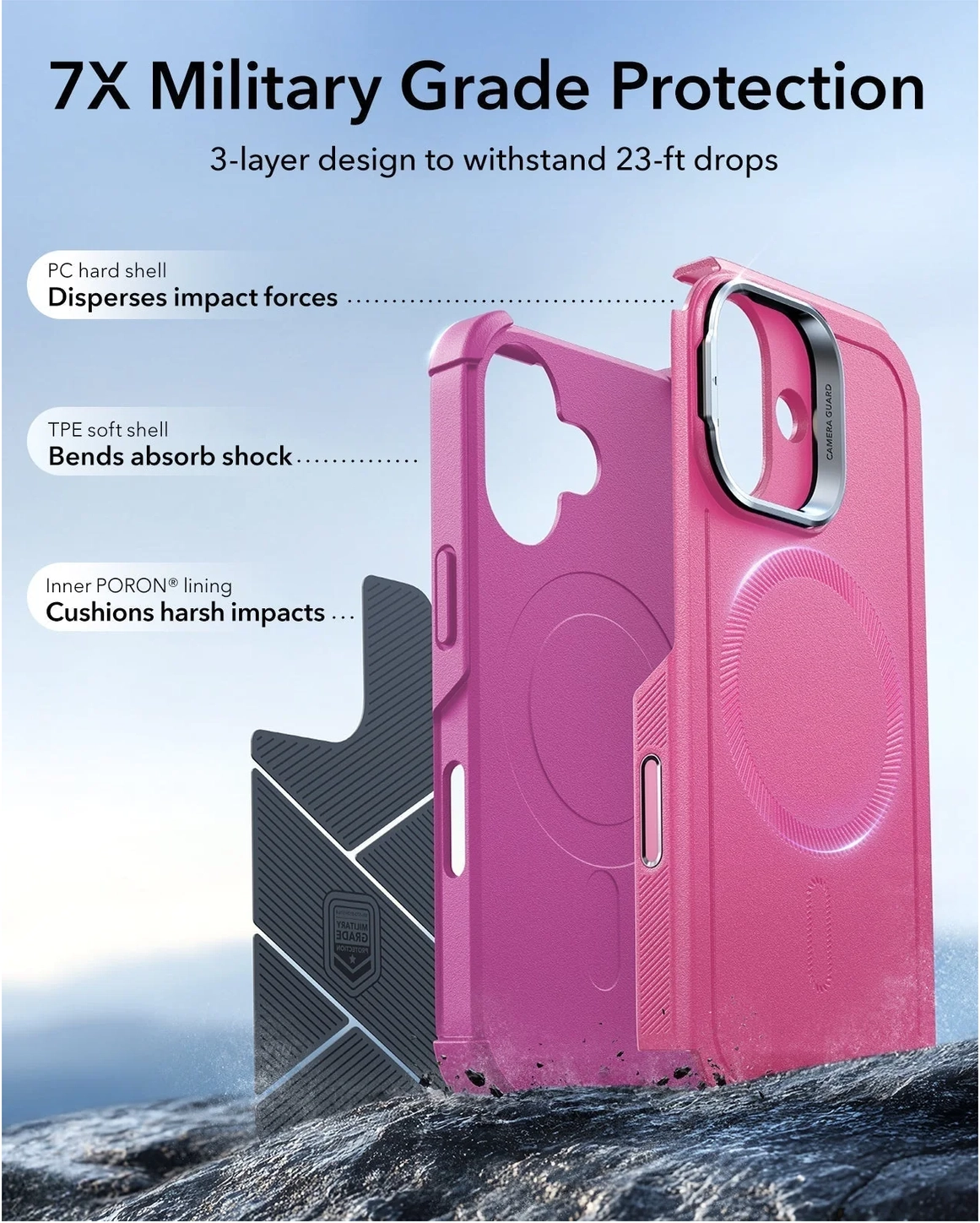 ESR Cyber Tough iPhone 17 Hoesje Stand MagSafe Back Cover Roze afbeelding 5