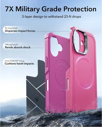 ESR Cyber Tough iPhone 17 Hoesje Stand MagSafe Back Cover Roze afbeelding 5