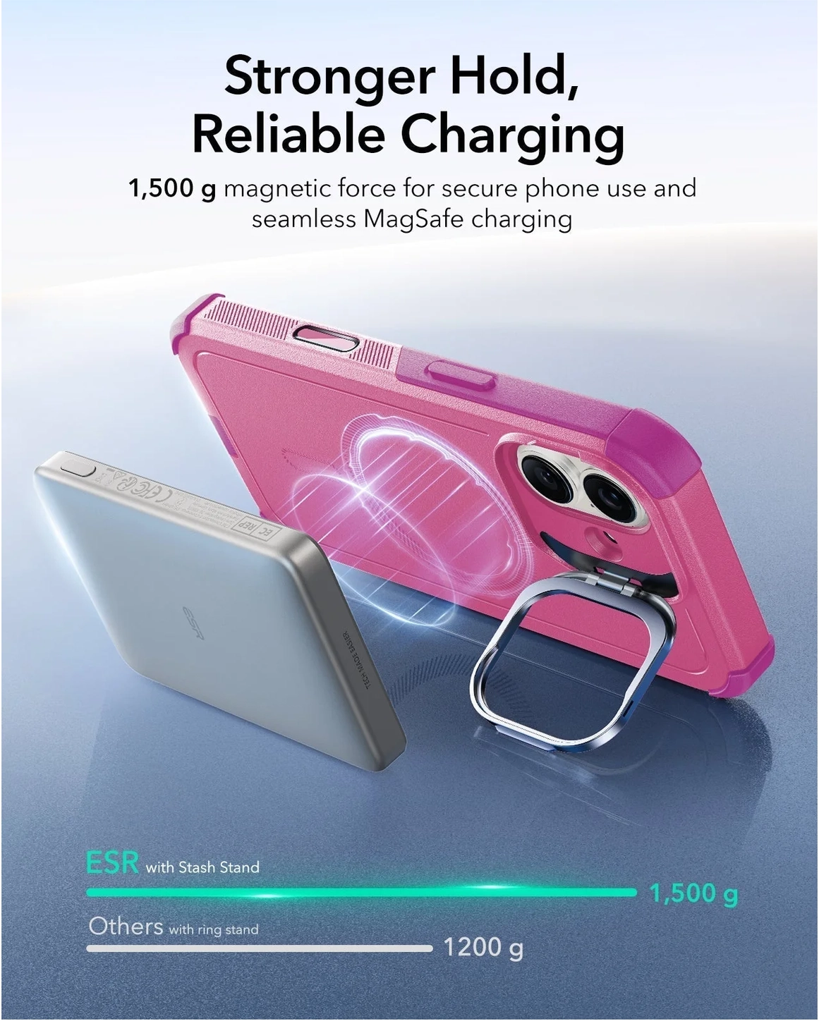 ESR Cyber Tough iPhone 17 Hoesje Stand MagSafe Back Cover Roze afbeelding 6