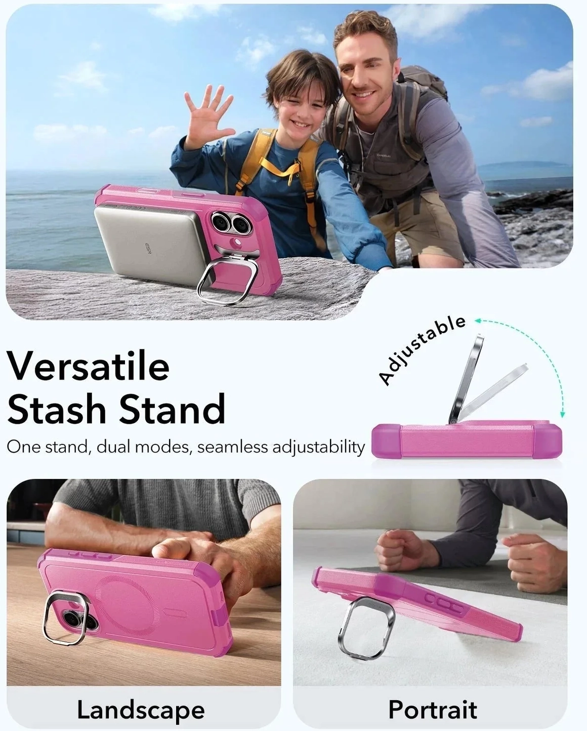 ESR Cyber Tough iPhone 17 Hoesje Stand MagSafe Back Cover Roze afbeelding 7