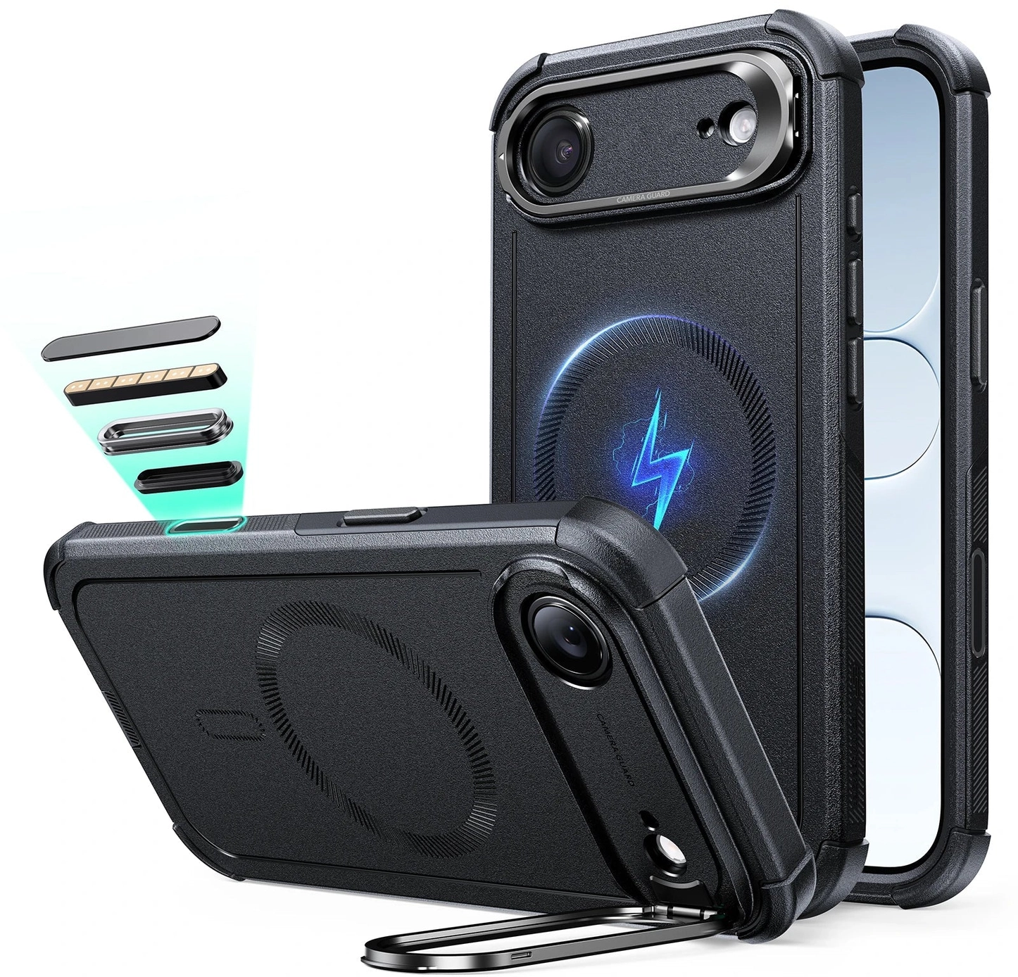 ESR Cyber Tough iPhone Air Hoesje Stand MagSafe Back Cover Zwart afbeelding 1