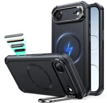 ESR Cyber Tough iPhone Air Hoesje Stand MagSafe Back Cover Zwart