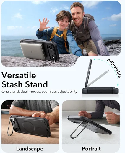ESR Cyber Tough iPhone Air Hoesje Stand MagSafe Back Cover Zwart afbeelding 5