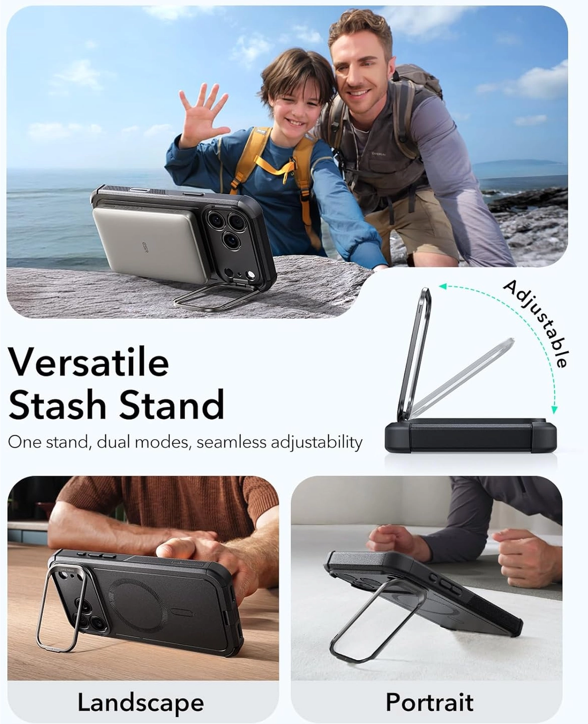 ESR Cyber Tough iPhone 17 Pro Hoesje Stand MagSafe Back Cover Zwart afbeelding 6