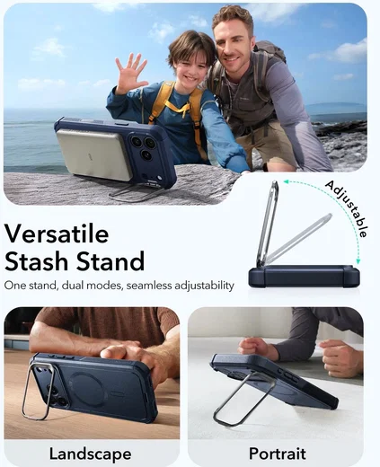 ESR Cyber Tough iPhone 17 Pro Hoesje Stand MagSafe Back Cover Blauw afbeelding 7