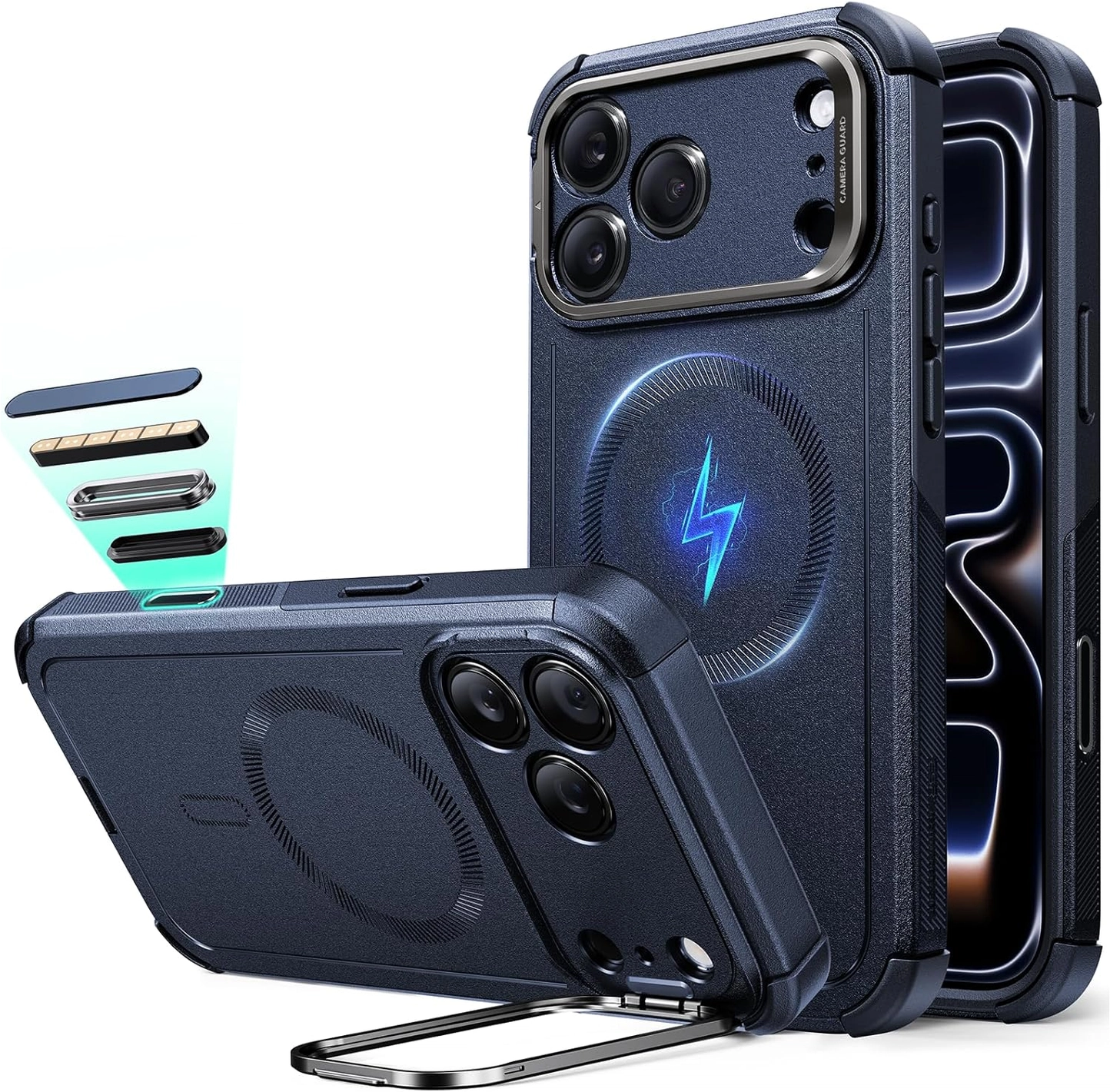 ESR Cyber Tough iPhone 17 Pro Hoesje Stand MagSafe Back Cover Blauw afbeelding 1