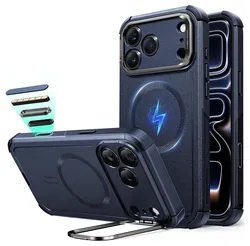 ESR Cyber Tough iPhone 17 Pro Hoesje Stand MagSafe Back Cover Blauw afbeelding