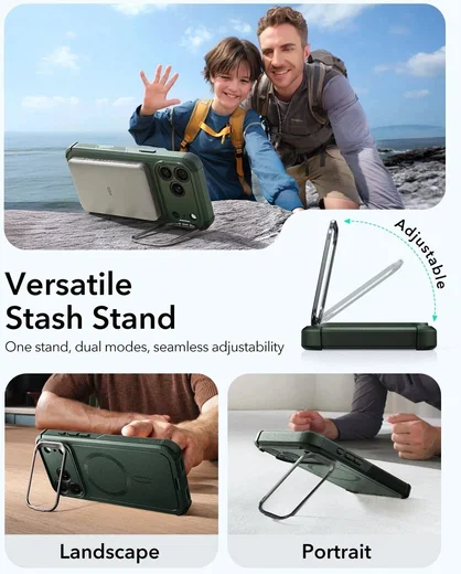 ESR Cyber Tough iPhone 17 Pro Hoesje Stand MagSafe Back Cover Groen afbeelding 8