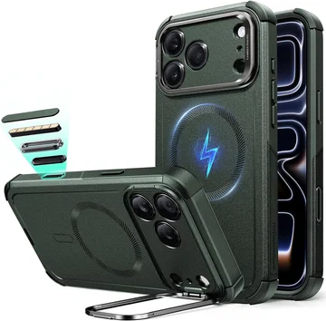 ESR Cyber Tough iPhone 17 Pro Hoesje Stand MagSafe Back Cover Groen