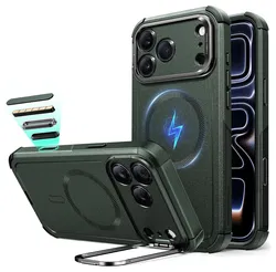 ESR Cyber Tough iPhone 17 Pro Hoesje Stand MagSafe Back Cover Groen afbeelding