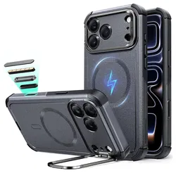 ESR Cyber Tough iPhone 17 Pro Hoesje Stand MagSafe Back Cover Grijs afbeelding