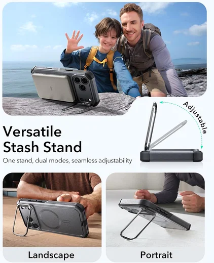 ESR Cyber Tough iPhone 17 Pro Hoesje Stand MagSafe Back Cover Grijs afbeelding 7
