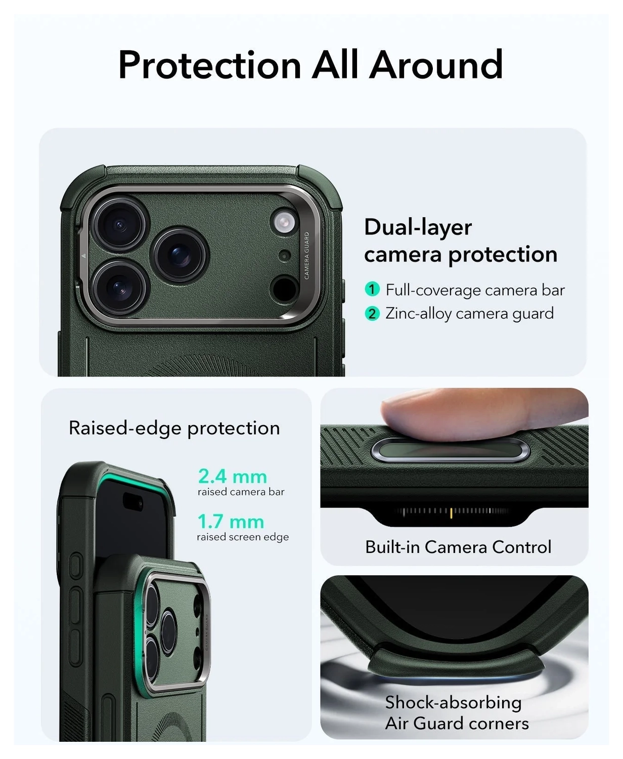 ESR Cyber Tough iPhone 17 Pro Max Hoesje Stand MagSafe Back Cover Groen afbeelding 4