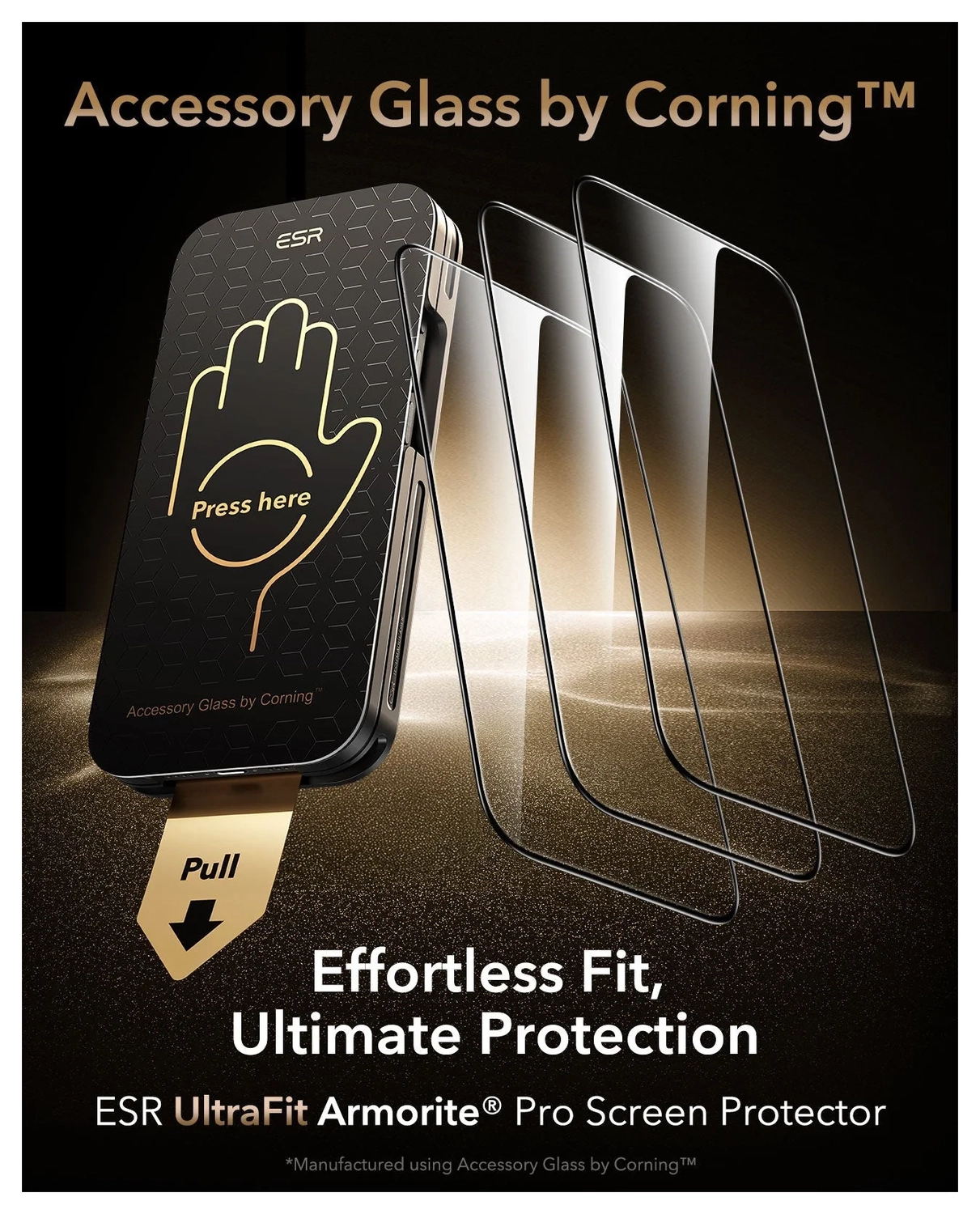 ESR UltraFit Armorite Pro iPhone 17 Pro Tempered Glass (3-Pack) afbeelding 2