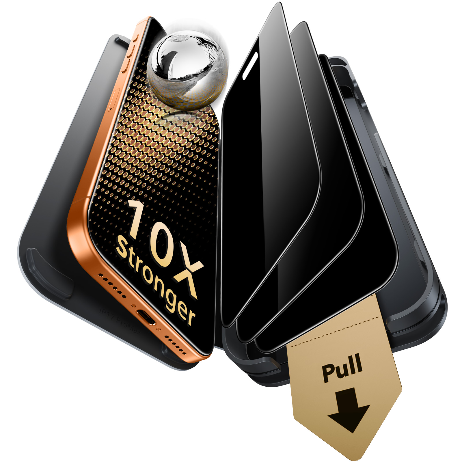 ESR UltraFit Armorite Pro Privacy iPhone 17 Pro Screen Protector (3-Pack) afbeelding 1