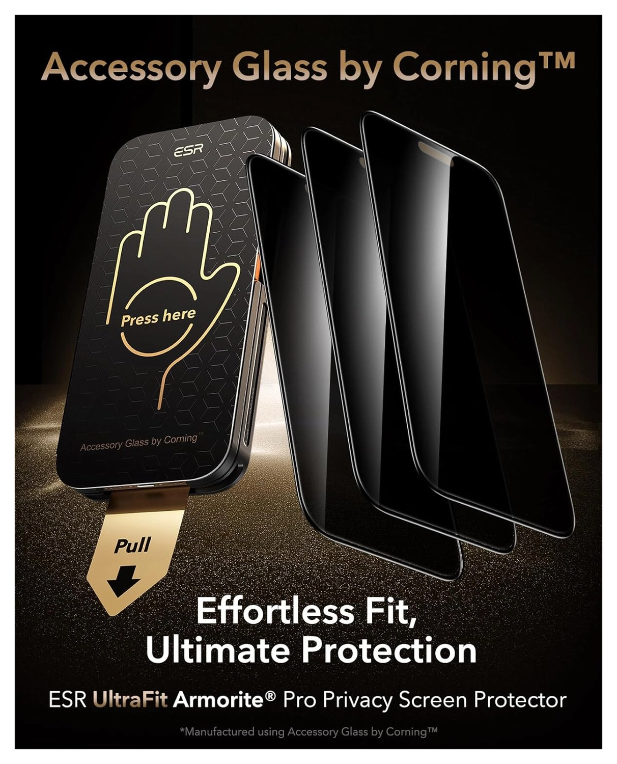 ESR UltraFit Armorite Pro Privacy iPhone 17 Pro Max Screen Protector (3-Pack) afbeelding 2