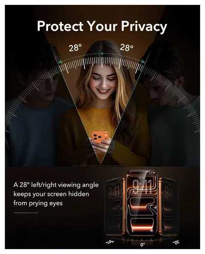 ESR UltraFit Armorite Pro Privacy iPhone 17 Pro Max Screen Protector (3-Pack) afbeelding 6