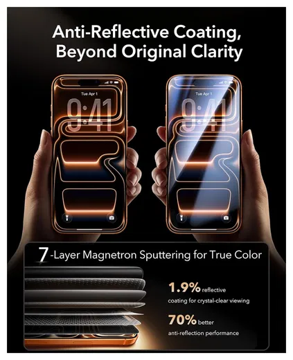 ESR UltraFit Armorite Pro Privacy iPhone 17 Pro Max Screen Protector (3-Pack) afbeelding 7