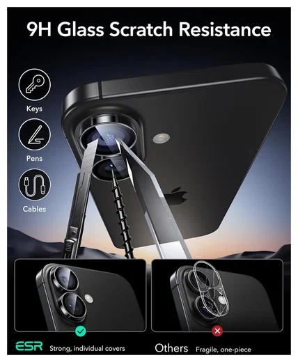 ESR Armorite iPhone 17 / 16 / 16 Plus Camera Lens Protector Zwart afbeelding 3
