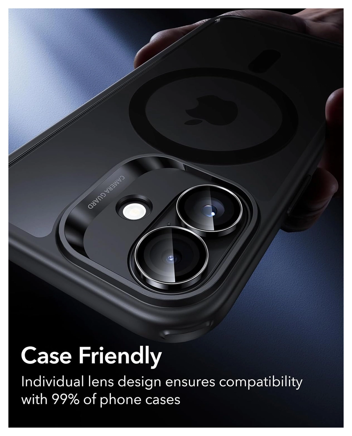 ESR Armorite iPhone 17 / 16 / 16 Plus Camera Lens Protector Zwart afbeelding 7
