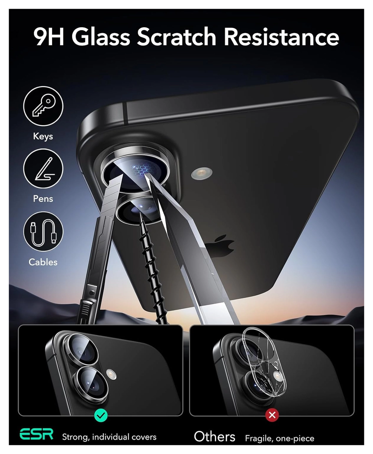 ESR Armorite iPhone 17 / 16 / 16 Plus Camera Lens Protector Transparant afbeelding 3