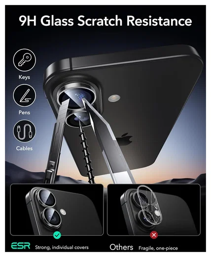 ESR Armorite iPhone 17 / 16 / 16 Plus Camera Lens Protector Transparant afbeelding 3