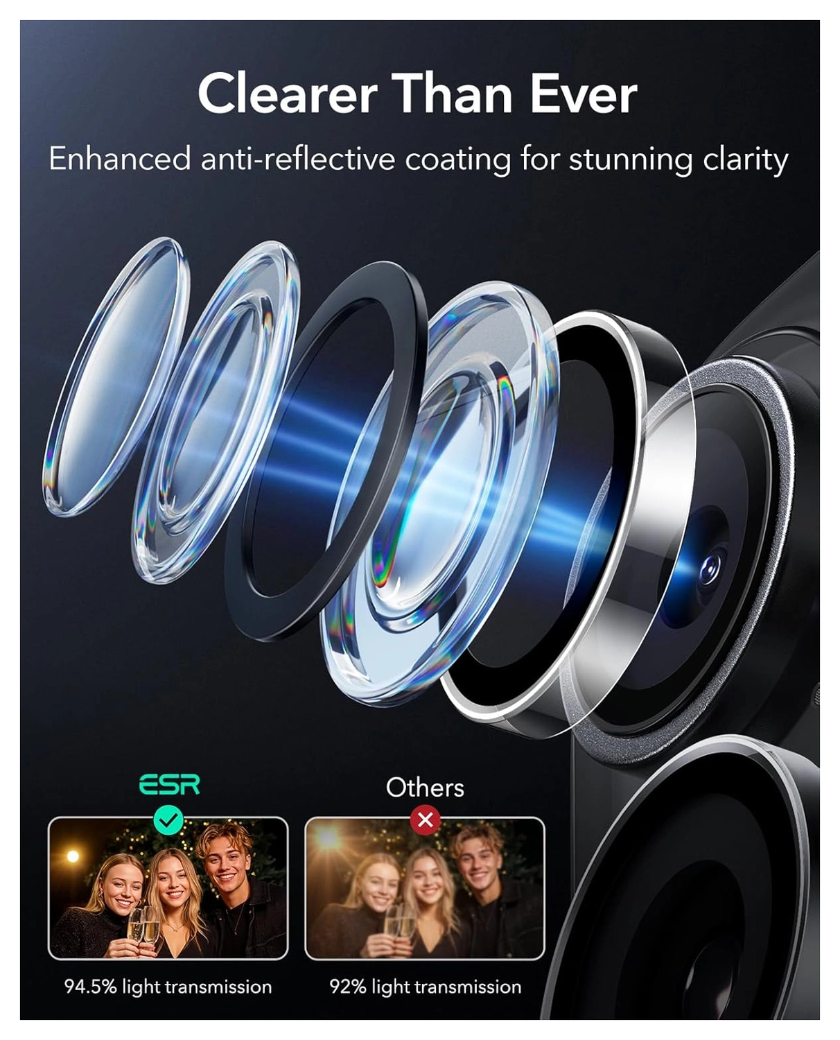 ESR Armorite iPhone 17 / 16 / 16 Plus Camera Lens Protector Transparant afbeelding 7