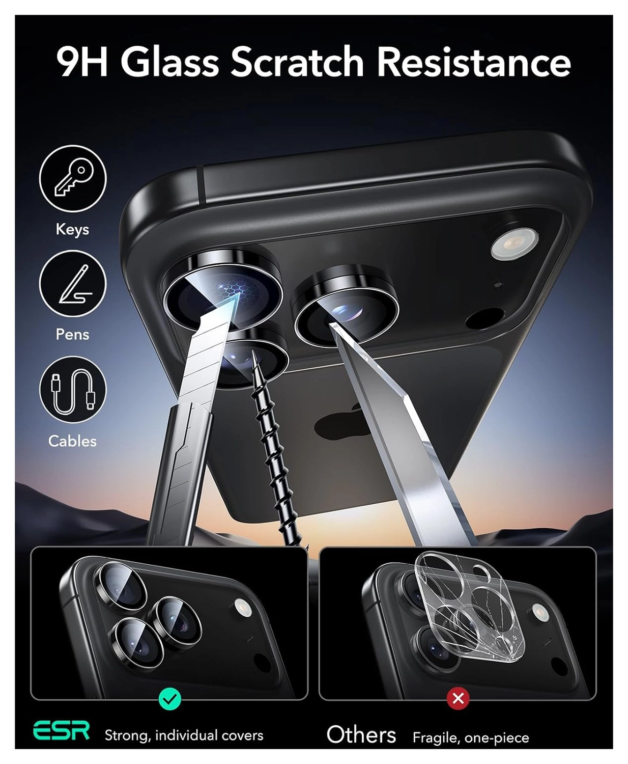 ESR Armorite iPhone 17 Pro (Max)/16 Pro (Max) Camera Lens Protector Zwart afbeelding 3