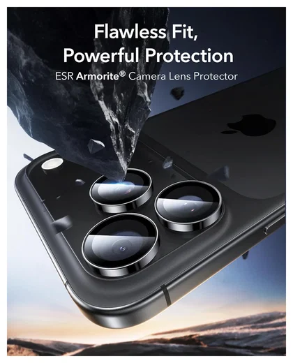ESR Armorite iPhone 17 Pro (Max)/16 Pro (Max) Camera Lens Protector Zwart afbeelding 6