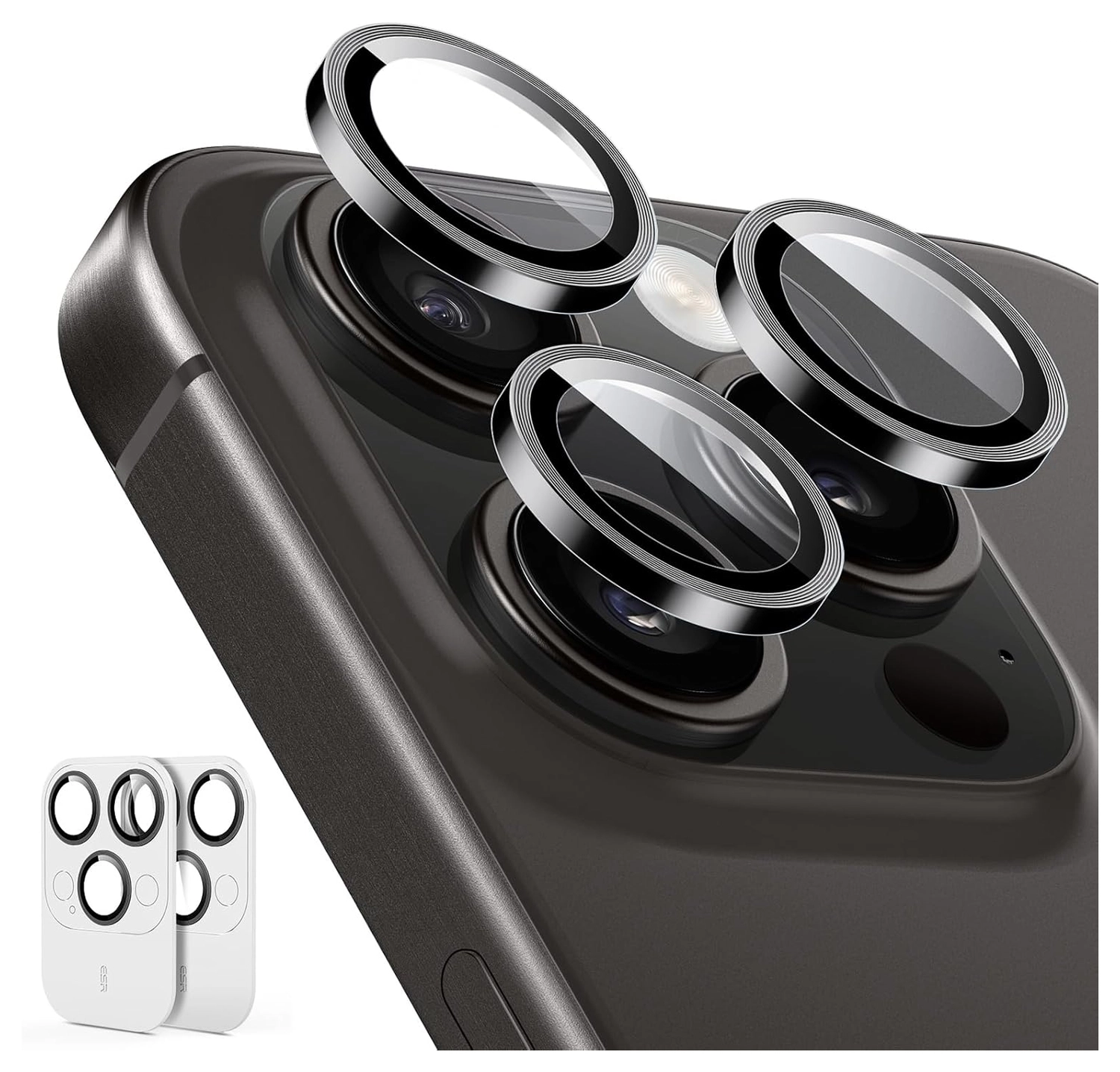 ESR Armorite iPhone 17 Pro (Max)/16 Pro (Max) Camera Lens Protector Zwart 2-Pack afbeelding 1