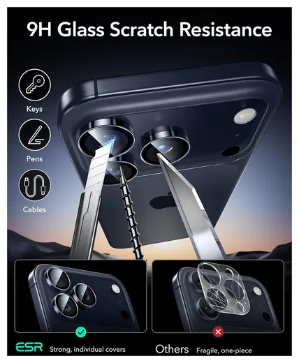 ESR Armorite iPhone 17 Pro (Max)/16 Pro (Max) Camera Lens Protector Blauw afbeelding 3