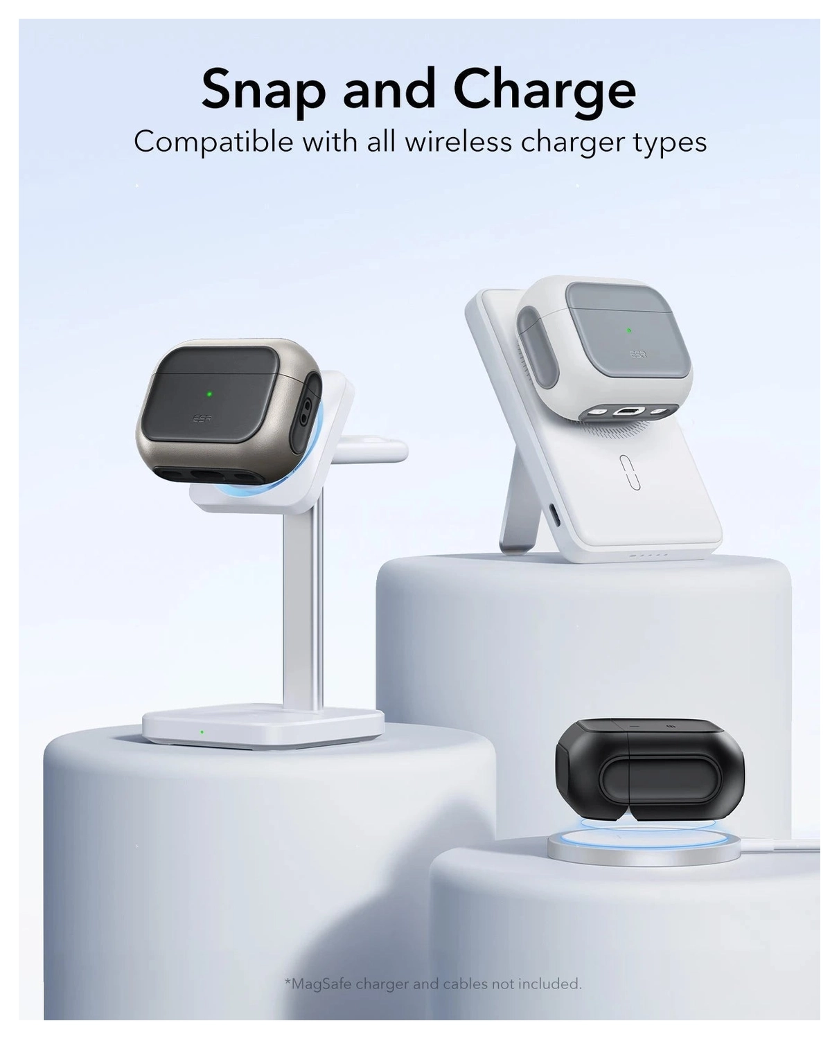 ESR Orbit Hybrid HaloLock Apple AirPods Pro 3 (2025) Hoesje MagSafe Zwart afbeelding 5