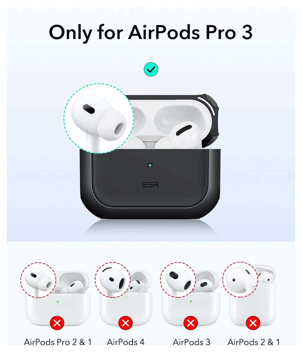 ESR Orbit Hybrid HaloLock Apple AirPods Pro 3 (2025) Hoesje MagSafe Zwart afbeelding 9