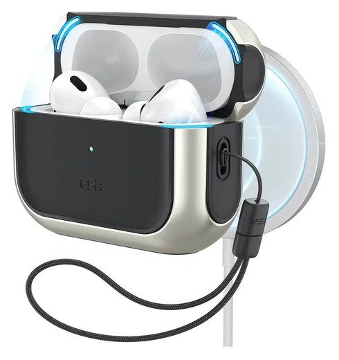 ESR Orbit Hybrid HaloLock Apple AirPods Pro 3 Hoesje MagSafe Case Titanium afbeelding 1