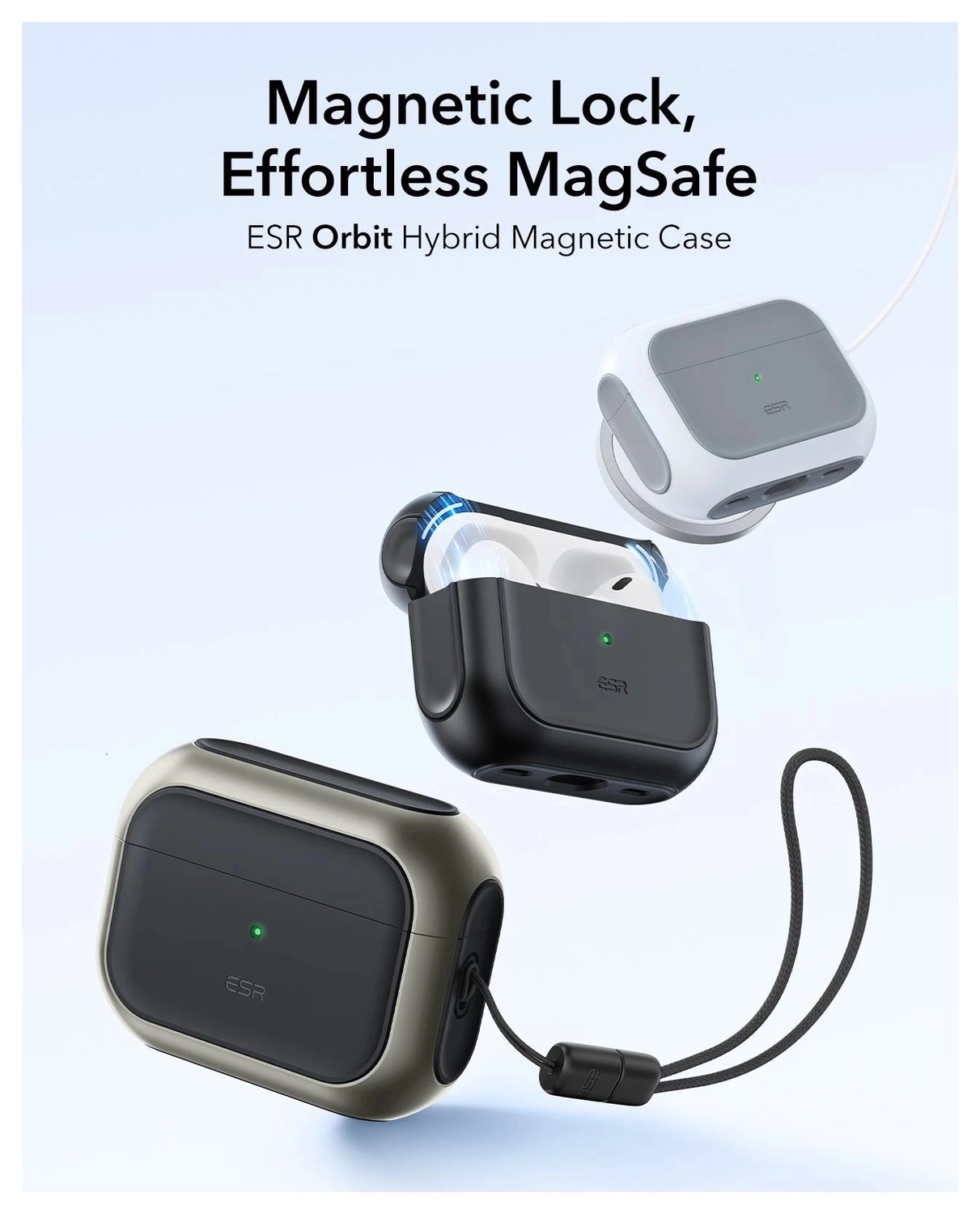 ESR Orbit Hybrid HaloLock Apple AirPods Pro 3 Hoesje MagSafe Case Titanium afbeelding 2