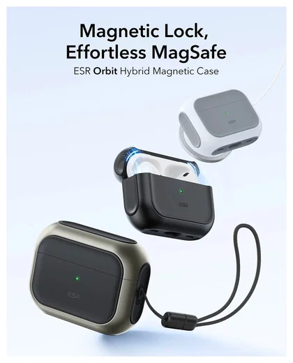 ESR Orbit Hybrid HaloLock Apple AirPods Pro 3 Hoesje MagSafe Case Titanium afbeelding 2