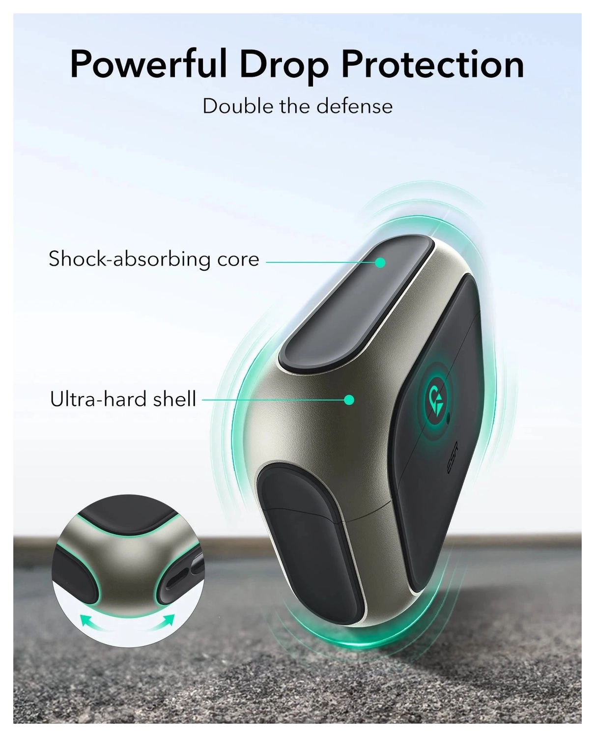 ESR Orbit Hybrid HaloLock Apple AirPods Pro 3 Hoesje MagSafe Case Titanium afbeelding 5