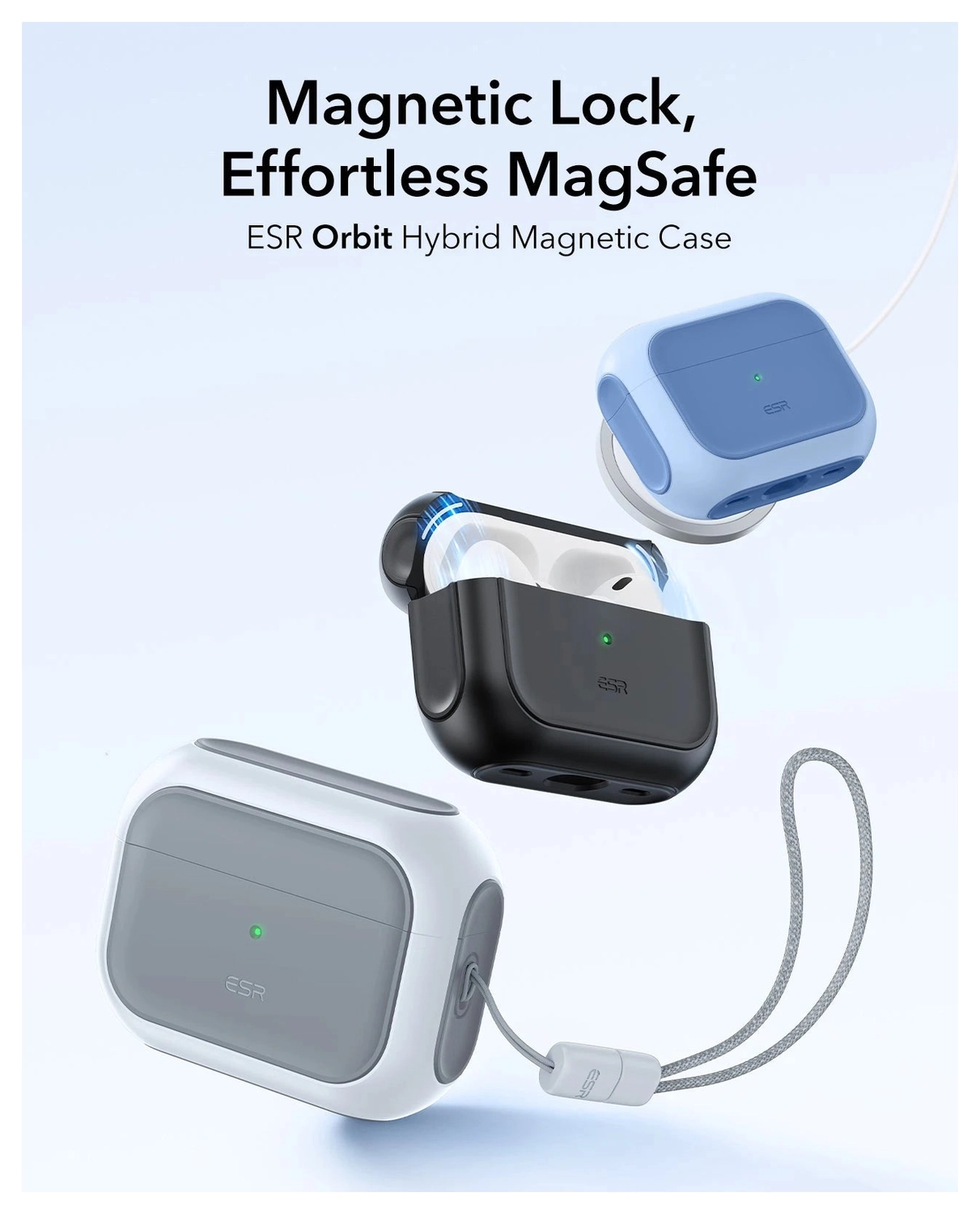 ESR Orbit Hybrid HaloLock Apple AirPods Pro 3 Hoesje MagSafe Case Wit afbeelding 2