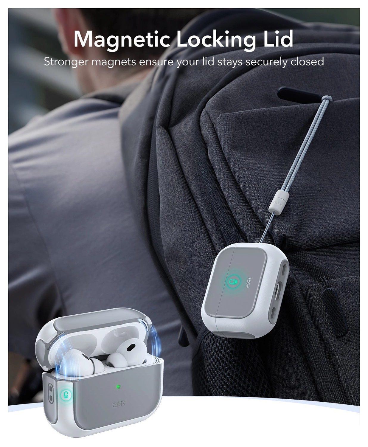 ESR Orbit Hybrid HaloLock Apple AirPods Pro 3 Hoesje MagSafe Case Wit afbeelding 5