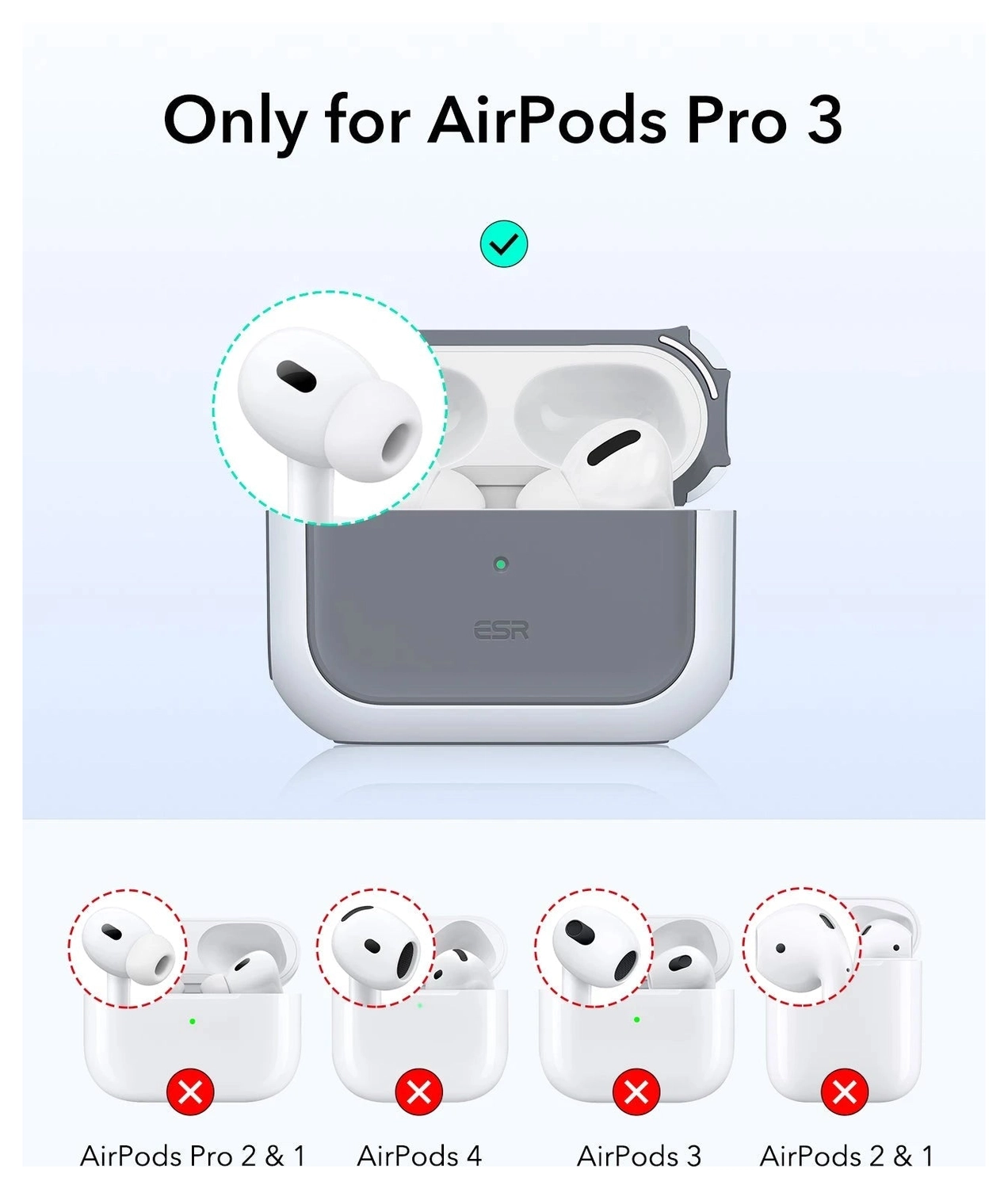 ESR Orbit Hybrid HaloLock Apple AirPods Pro 3 Hoesje MagSafe Case Wit afbeelding 9