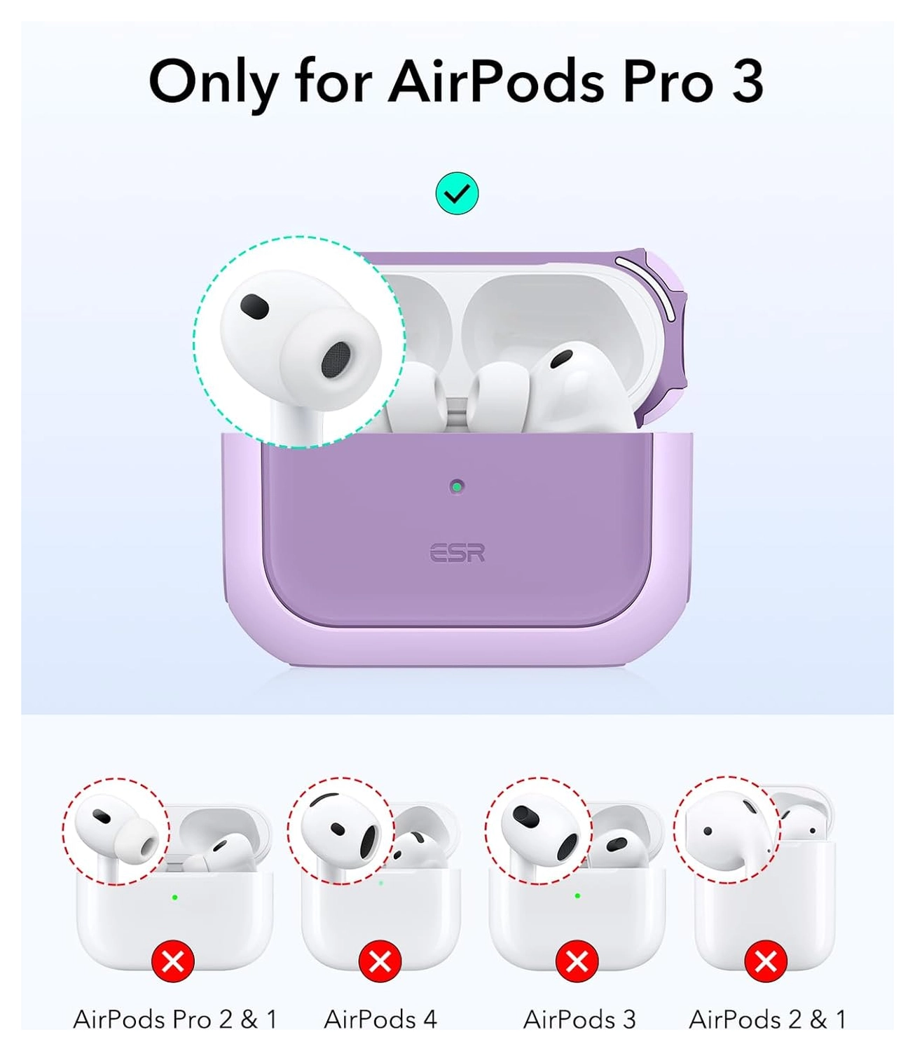 ESR Orbit Hybrid HaloLock Apple AirPods Pro 3 (2025) Hoesje MagSafe Paars afbeelding 2