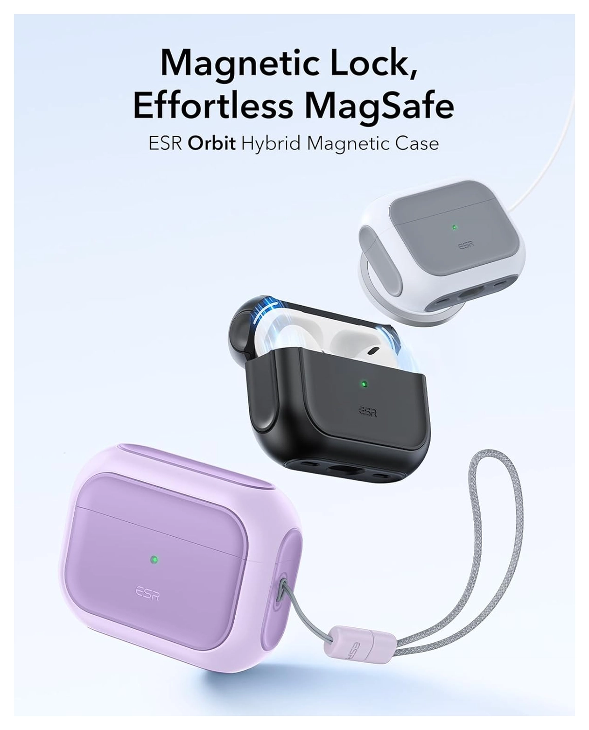 ESR Orbit Hybrid HaloLock Apple AirPods Pro 3 (2025) Hoesje MagSafe Paars afbeelding 3