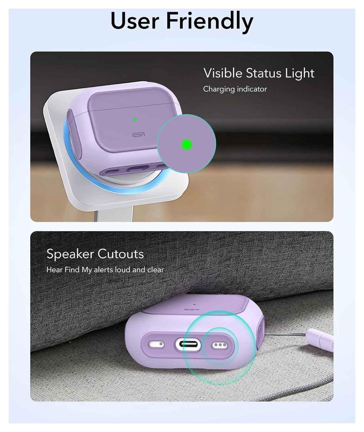 ESR Orbit Hybrid HaloLock Apple AirPods Pro 3 (2025) Hoesje MagSafe Paars afbeelding 6